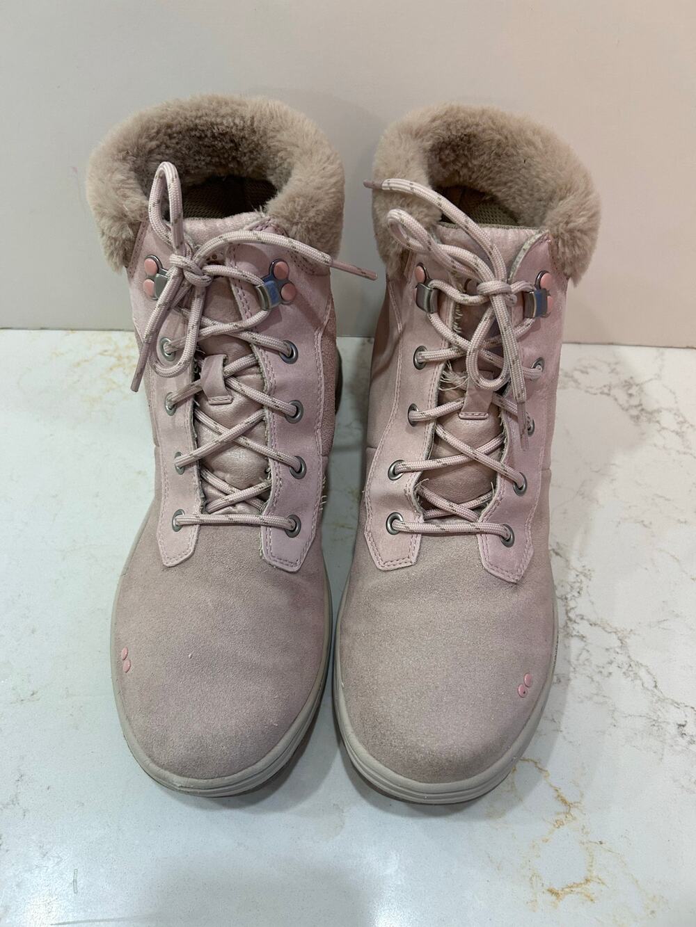 Fairy-core Ryka Water-Repellent Suede Faux Fur Winter Boots Pink – Women’s 8.5